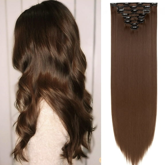 SEGO Clip in Hair Extensions Straight Full Head Real Hair 8 Hair Pieces 18 Clips For Women Hollywood Hair Accessory Blonde/Golden/Red/Purple/Pink/Blue/Black