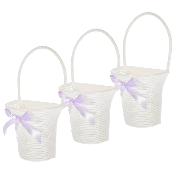ifundom 3-Pack White Faux Rattan Hanging Plant Pots, Decorative Wall Baskets for Indoor Outdoor Garden and Home Decor