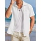 thumbnail image 4 of Sunloudy Camisa casual de verano para hombre, color sólido, plisada, manga corta, solapa, botones, casual Sunloudy moda, 4 of 9