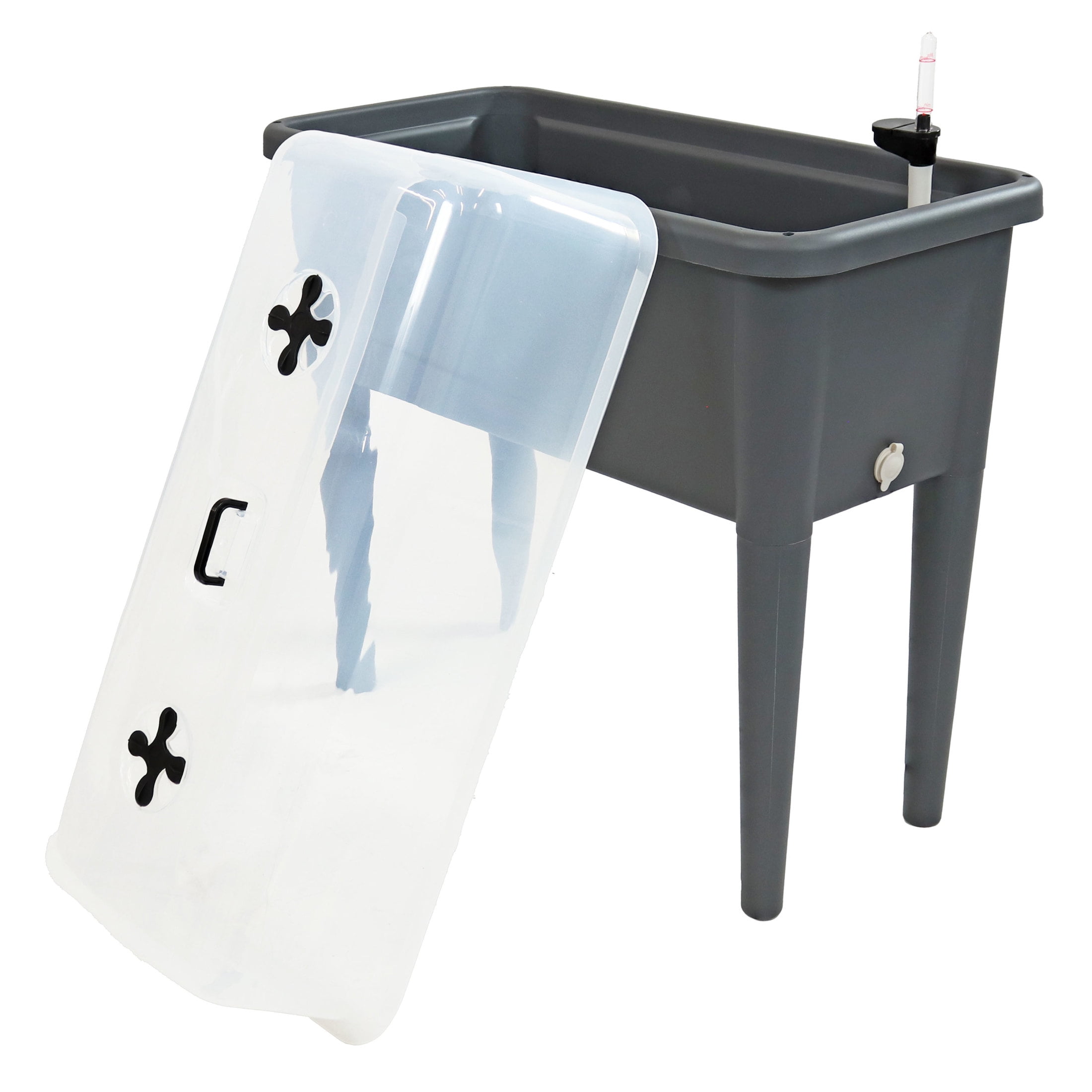 Sunnydaze 30" x 14.5" x 33" Gray Plastic Self-Watering Raised Garden Bed with Cover