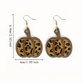 thumbnail image 6 of Top-kevin Halloween Pumpkin Wooden Drop & Dangle Earrings - Vintage Boho Autumn Festival Celebration Earrings with Classic Leopard Print, Hollow-Out Design, Copper Ear Hooks, 6 of 8