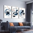 thumbnail image 2 of 3 Piece Abstract Wall Art Blue Paintings Minimalist Wall Decor Graffiti Poster Modern Artwork Picture HD Canvas Print,Framed for Living Room Bedroom Bathroom, 12"x16"x3 Panels, 2 of 7