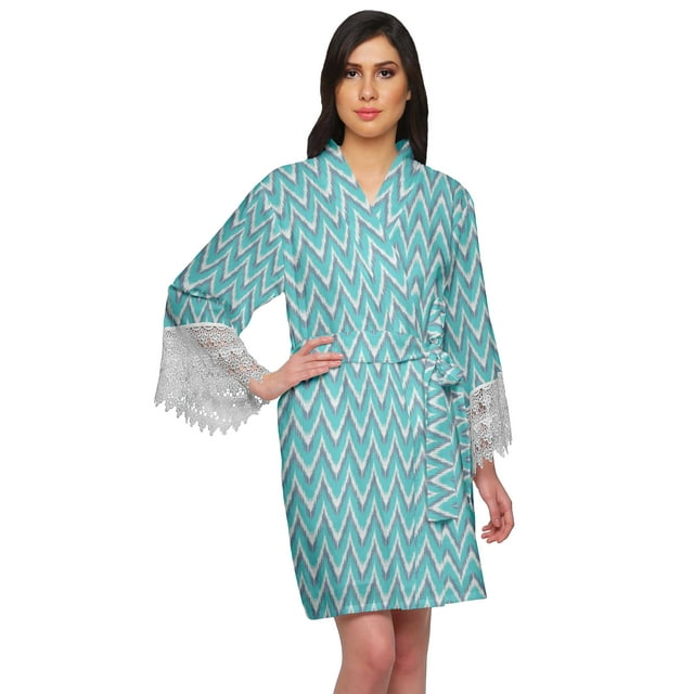 Moomaya Printed Cotton Robes For Women Plus Size Kimono Robe Short Nightwear