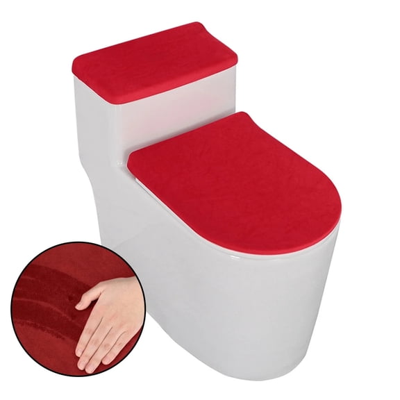 2 Pcs Toilet Lid Cover and Toilet Tank Lid Cover Tank Cover Sets for Bathroom Stain Resistant Dust Cover Red
