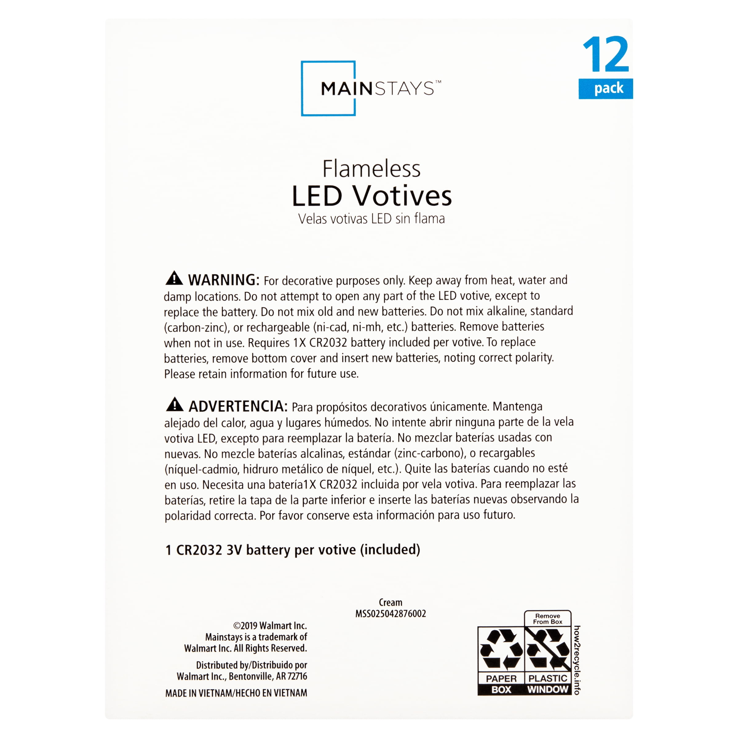 Mainstays Flameless LED Votives, Ivory, Set of 12
