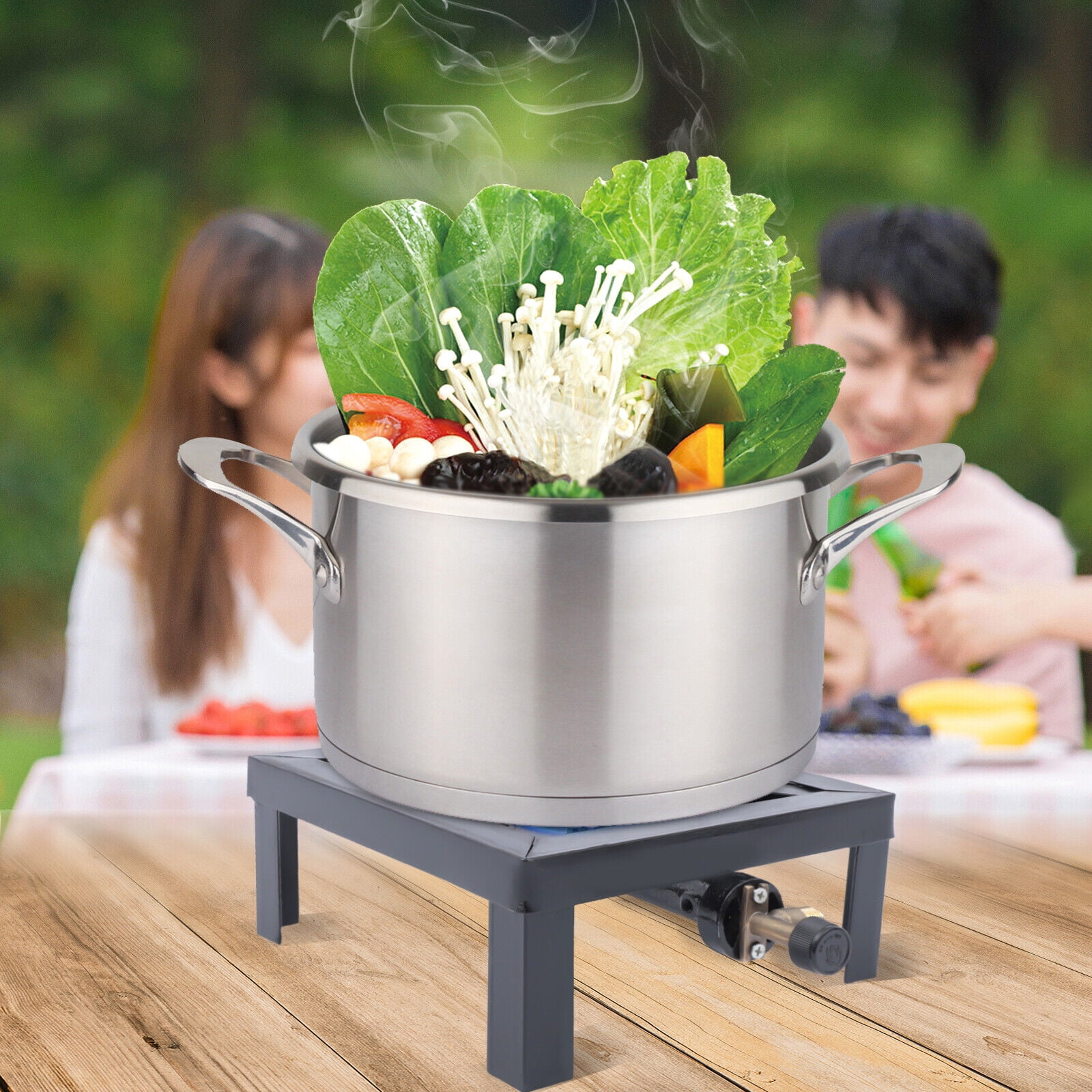 DENEST Single Burner Gas Stove Outdoor BBQ Propane Cooker Picnic Grill Stove Adjustable