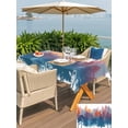 thumbnail image 5 of Outdoor Tablecloth with Umbrella Hole for Patio/Picnic/Party/Camping, Abstract Forest Silhouette Waterproof Table Cloth Rectangle Table Cover Washable, Bohemia Forest Trees Watercolor (60"x 102"), 5 of 8