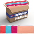 thumbnail image 3 of 100 Pack of Bulk Wholesale Solid Color Zippered Pencil Cases for Pens, Pencils, Markers, Crayons, and Writing Stationary Supplies in 4 Assorted Colors, 3 of 9