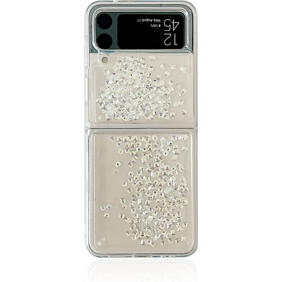 for Samsung Galaxy Z Flip 4 2022 Case,Glitter Case for Z Flip 4 Liquid Bling Sparkle Luxury Flowing Floating Quicksand Soft TPU Clear Case for Samsung Galaxy Z Flip 4 5G Girls Women