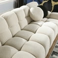 thumbnail image 6 of 64.96" Modern Cloud Sofa with Solid Wood Legs, 2 Seat Comfy Upholstered Daybed with 2 Pillows, Boucle Couch for Office, Living Room and Bedroom, Beige, 6 of 9