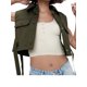 thumbnail image 1 of VISgogo Chaleco con cuello vuelto para mujer, tops cortos sin mangas de color liso con botones, verde militar/negro/marrón/rojo vino VISgogo  moda, 1 of 7