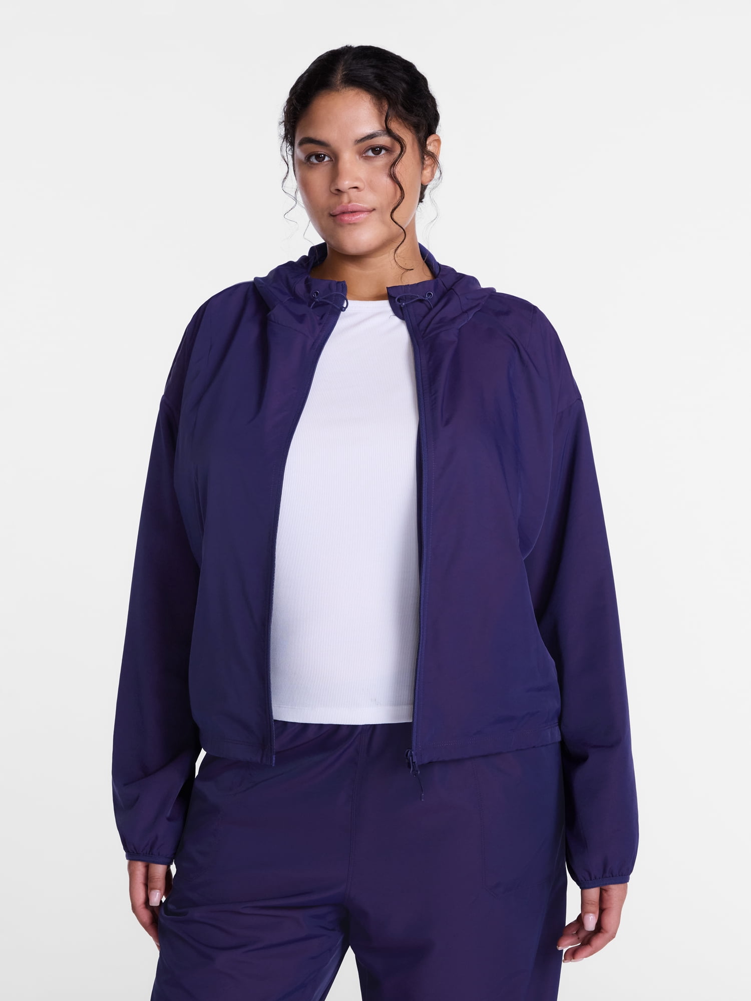 Avia Women's Iridescent Zip Front Jacket with Hood, Sizes XS-XXXL