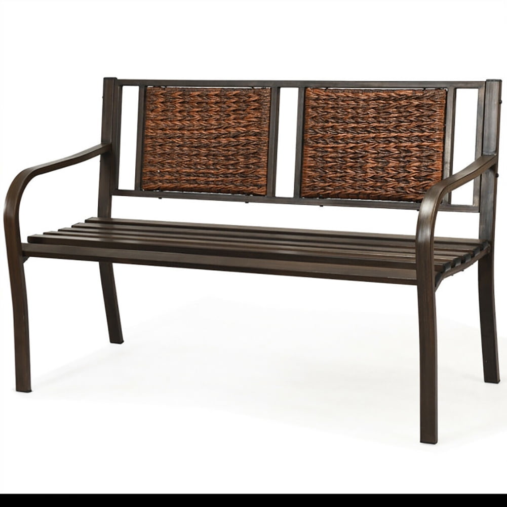 Aimee Lii Patio Garden Bench with Powder Coated Steel Frame, Outdoor Patio Furniture Aimee Lii Patio Garden Bench with Powder Coated Steel Frame, Outdoor Patio Furniture