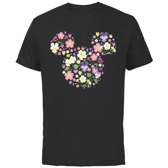 Disney Mickey Mouse February Birth Month Birthstone & Flower - Short Sleeve Cotton T-Shirt for Adults - Customized-Black