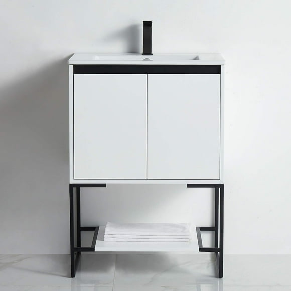 Fine Fixtures 24 Inch Bathroom Vanity with Sink - Modern Knob Free Design, Elegant Space-Saving Solution for Your Bathroom - Durable, Bathroom Vanities for a Contemporary Look - Urbania Collection