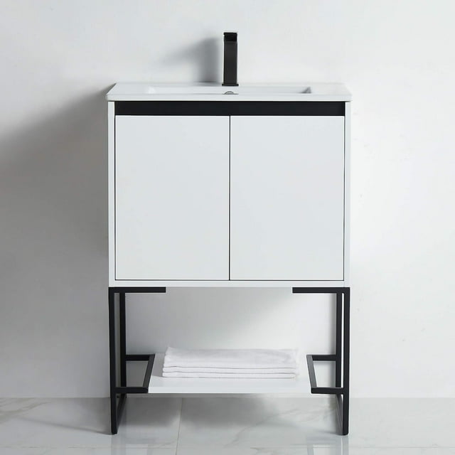 Fine Fixtures 24 Inch Bathroom Vanity with Sink - Modern Knob Free Design, Elegant Space-Saving Solution for Your Bathroom - Durable, Bathroom Vanities for a Contemporary Look - Urbania Collection