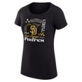 thumbnail image 2 of Women's G-III 4Her by Carl Banks Black San Diego Padres Super-Slim Fit Lightweight Collage Team Graphic Crew Neck, 2 of 5