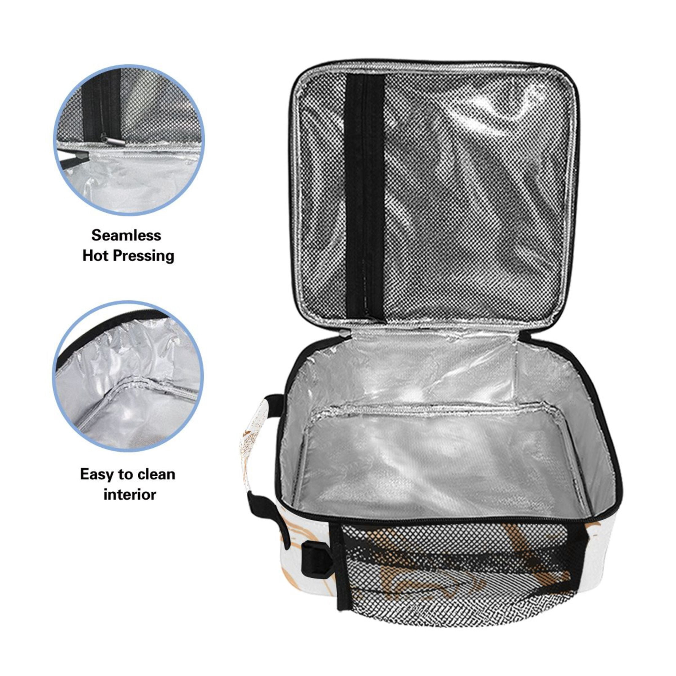 ALAZA White Marble Kids Lunch Bag Insulated Lunch Box Thermal Cooler Tote