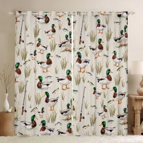 Castle Fairy Boys Girls Mallard Duck Blackout Curtains Set of 2 (52x84 Each),Fishing And Hunting Window Curtains,Jungle Animal Curtains and Drapes,Microfiber Bedroom Decor