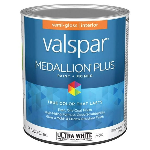 Valspar Medallion Plus White Exterior Wood and Metal Paint with Primer, 3.35 lbs