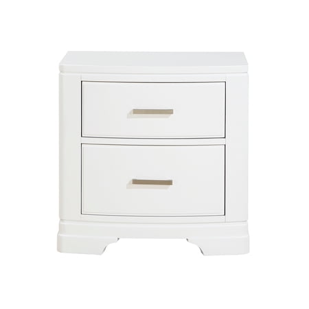 JERFIT Modern Nightstand with 2 Drawers White Wood Bedside Table with Sleek Design & Chrome Hardware for Bedroom Storage
