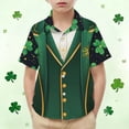 thumbnail image 2 of LEKWK Boys St. Patrick's Day Shirt Faux Suit Vest Graphic Short Sleeve Button Down Top Irish Festival Performance Wear, 2 of 9