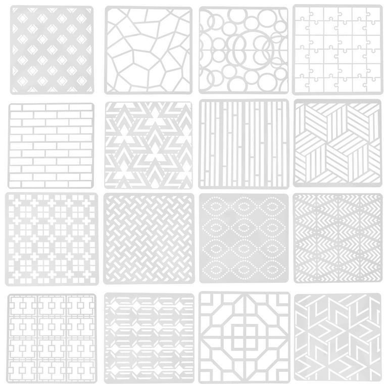 Brick stencil for concrete 16 pcs Geometric Stencils Hollow Painting  Stencils Plastic Drawing Template Stencils