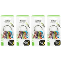 Nite Ize KeyRing S-Biner - Key Holder Clip with Lightweight Carabiners - Key Organizer Accessories - Small Multicolor S-Biners & Stainless Steel Ring - 4 Pack