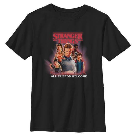 Netflix Boys' Stranger Things All Friends Welcome Classic Logo T Shirt