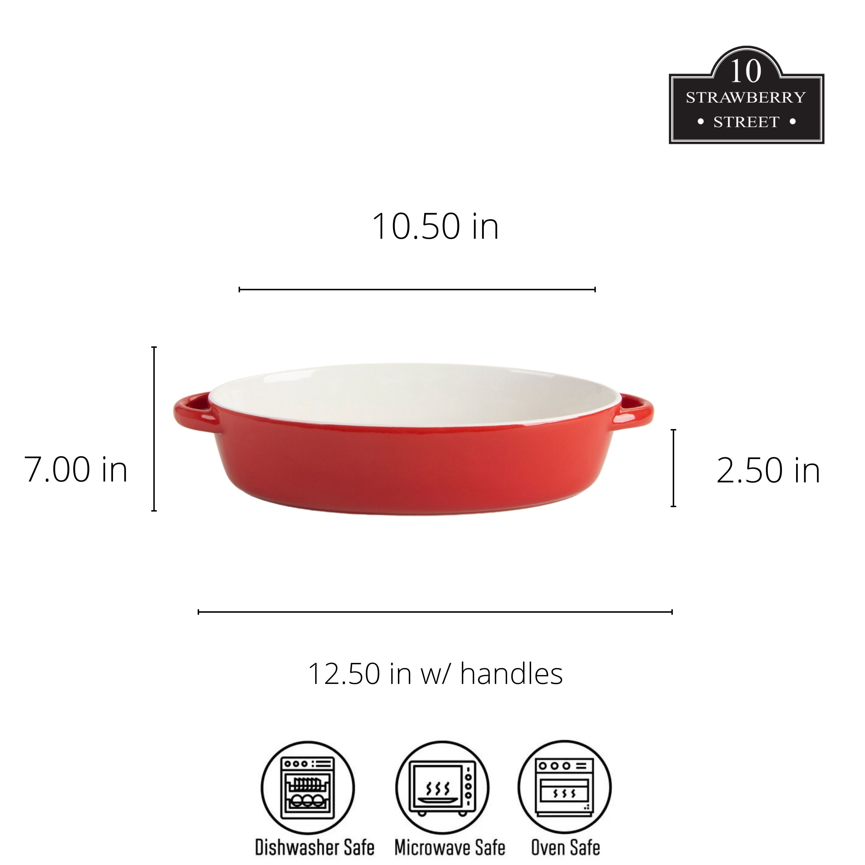 10 Strawberry Street Sienna Oval 13" and 10.5" Stoneware Bakeware Set of 2, Red