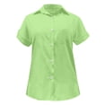 thumbnail image 4 of Button Down Shirts for Women Solid Color Lapel Collar V-Neck Short Sleeve Blouses Trendy Comfy Relaxed Fit Workout Tops, 4 of 8
