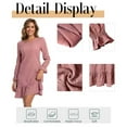 thumbnail image 5 of Cuteduck Women's Fall Casual Long Sleeve Dress Ribbed Round Neck Loose Boho Midi Ruffle Dress S-2XL, 5 of 7