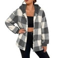thumbnail image 2 of Ounisa Plaid Jacket for Woman Hooded Fuzzy Sherpa Fleece Jacket Button Down Plus Size Winter Coats Buffalo Plaid Shacket, 2 of 8