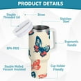 thumbnail image 2 of Yayeee 30oz Double-Wall Insulated Stainless Steel Tumbler with Handle Bottle, Green Butterflies, 2 of 8