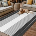 thumbnail image 2 of Fsddascl Black Grey Stripe Outdoor Rug for Patio/Deck/Porch, Non-Slip Large Area Rug 4 x 6 Ft, Modern Art Horizontal Striped Indoor Outdoor Rugs Washable Area Rugs, Reversible Camping Rug Carpet, 2 of 5