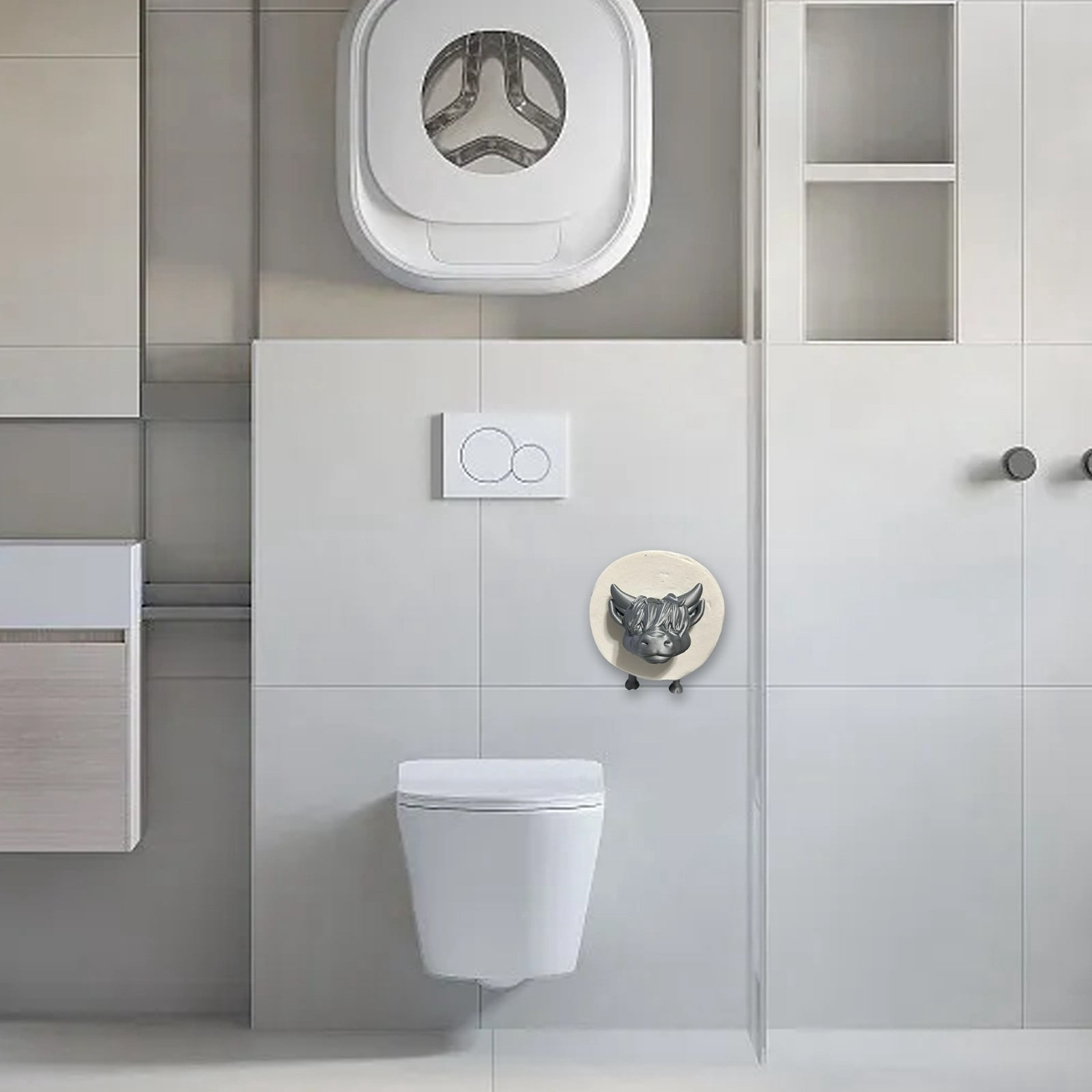 Cute Highland Cow Toilet Paper Holder - 3D Printed Funny Bathroom Storage, Wall Mount Roll Holder with Sheep & Cow Design for Modern Farmhouse Decor