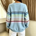 thumbnail image 6 of Enjoytime Sweatshirt for Women Striped Long Sleeve Half Button Pullover Tops Fall Fashion Casual Crew Neck Sweatshirts, 6 of 7