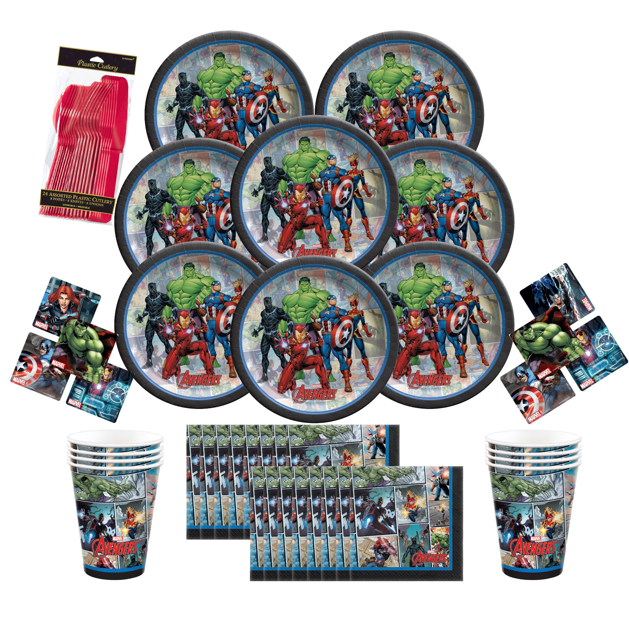 Marvel Epic Avengers Party Pack Seats 8 Napkins, Plates, Cups