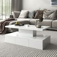 thumbnail image 1 of Modern high-gloss white coffee table – simple and versatile, with a hidden drawer, 1 of 33