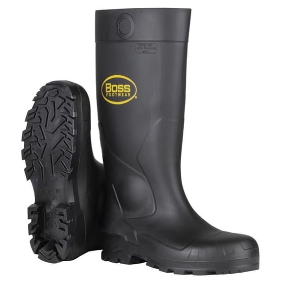 Boss 8069007 16 in. PVC Plain Waterproof Boots for Unisex, Black - Size 9 US - Set of 2