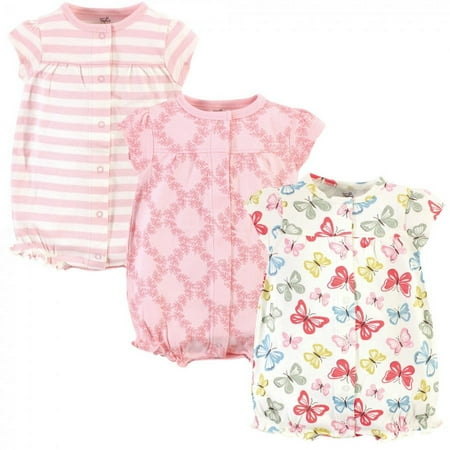 UPC: 0660168632682 | Touched by Nature Baby Girl Organic Cotton Rompers 3pk Butterflies 3-6 Months