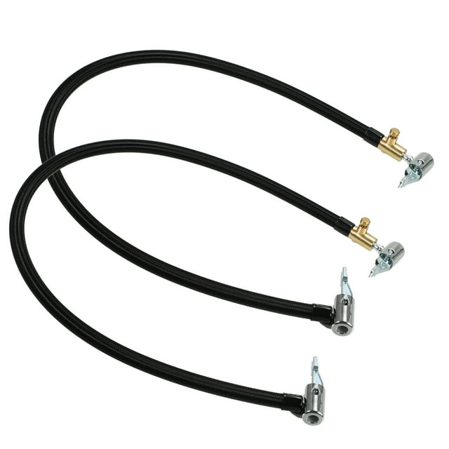 Unique Bargains 2pcs 24' Tire Inflator Hose Adapter Dual Lock on to Lock on Connection with Air Release Valve Black