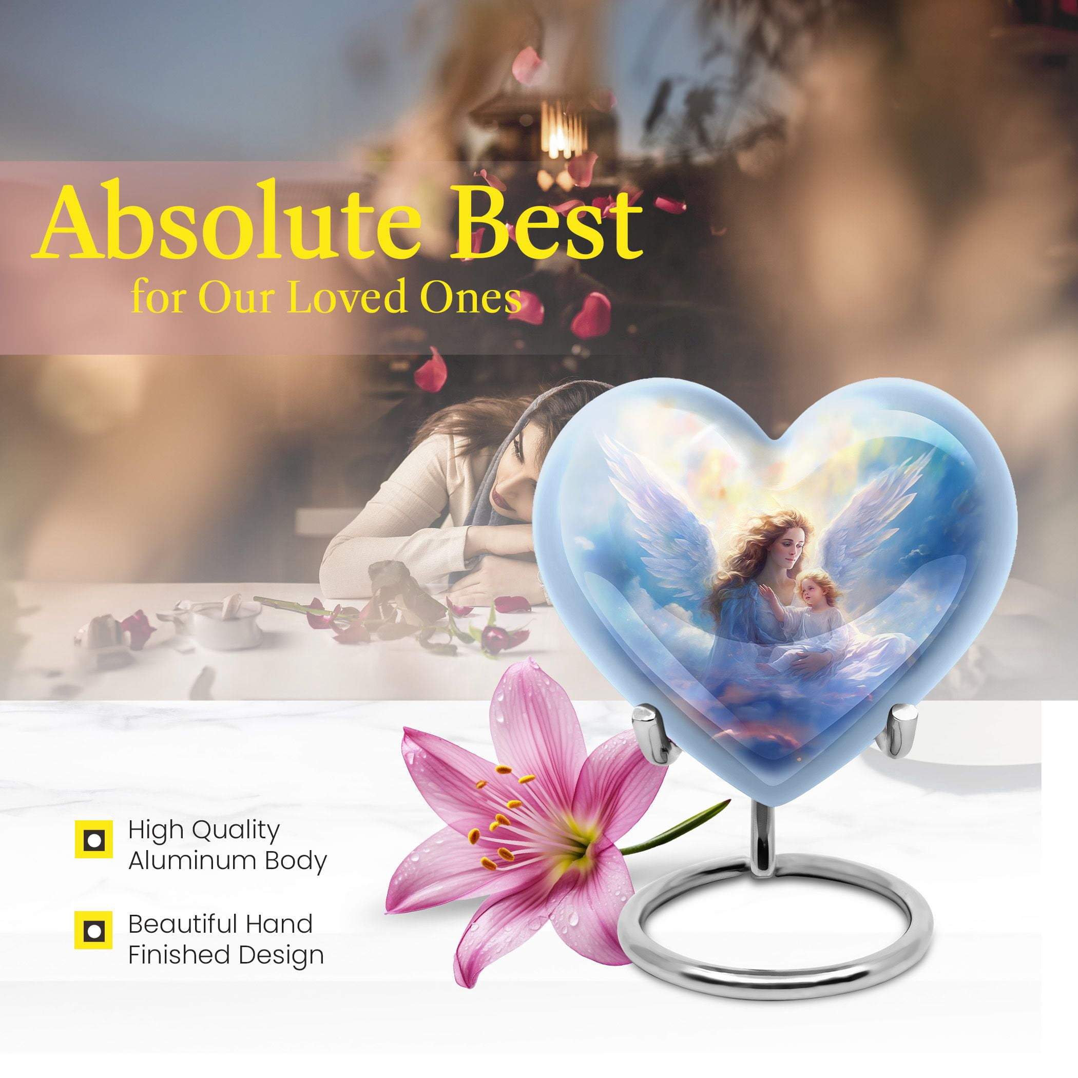 Mother's Love In The Heavens Small Urns For Human Ashes Adult - Cremation Urn For Adults - Tranquil Eternity Urn - Smooth And Calming Design For Adult Rest (3inch,1pcs)