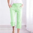 thumbnail image 3 of lyufng Capris for Women Summer Striped Slim Drawstring Casual Stretch Elastic Waist Loose Straight-Leg with Pocke, 3 of 7