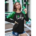 thumbnail image 3 of Camiseta HQP para el Día de San Patricio para mujer, con lentejuelas Lucky Clover, manga larga, 3 of 7