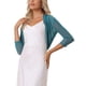 thumbnail image 4 of INSPIRAR CHIC Blusas Semitransparentes para Mujeres Elegantes con Mangas 3/4 Cárdigan Bolero Shrug Azul L, 4 of 5