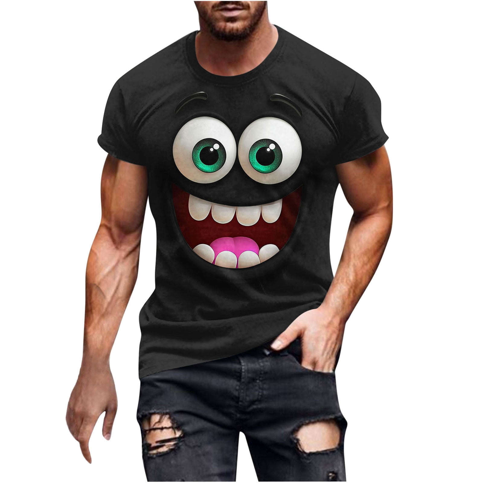 Xdegoge Graphic Tee for Men Crewneck Short Sleeve Casual Novelty