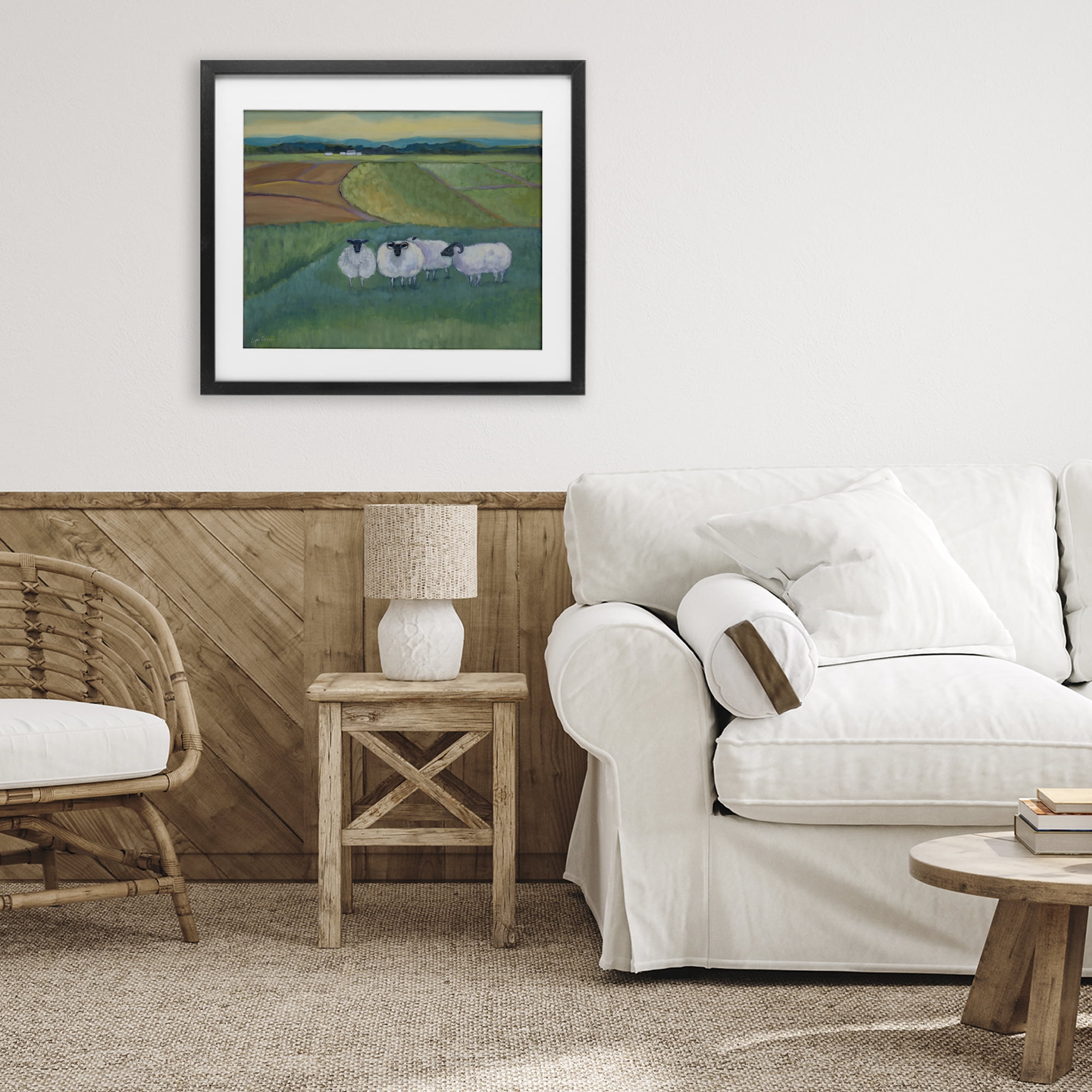 Stupell Industries Sheep Herd Meetup Black Framed Print Under Glass, design by Lynn Ericson Fine Art