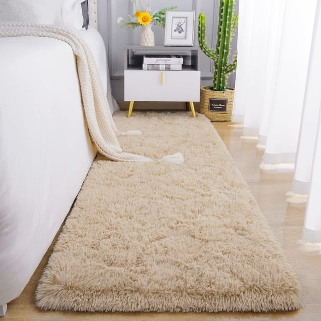 Alfombra Chicrug Shag Runner de felpa, color caqui, 61 x 305 cm