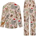 thumbnail image 5 of Top-kevin Pajama Sets for Womens Koalas Kangaroos Hedgehogs Hat Loose Button Down Long Sleeve Shirts And Pants Set, 5 of 12